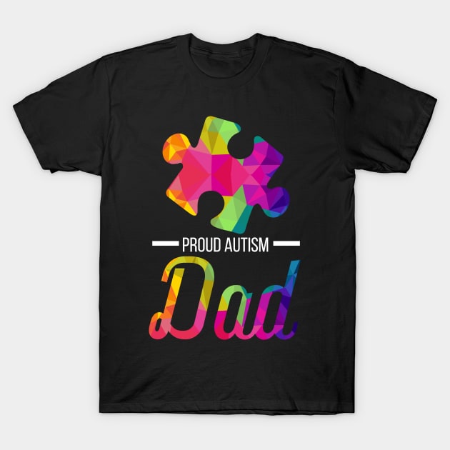 Mens Proud Autism Dad - Unique Autistic Support ASD Father Gift print T-Shirt by ScottsRed